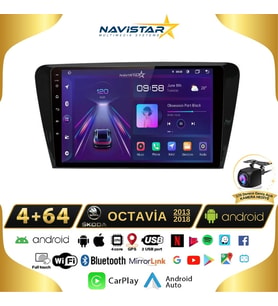 Skoda Octavia 2013-2018 Model 4GB + 64GB Android 13 Kablosuz Carplay Navigasyon Multimedya Sistemi