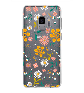 Samsung Galaxy S9 Kapak Çiçek Tasarımlı Şeffaf Silikon Kılıf