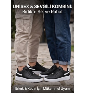Aeterna Premium Unisex Sneaker - Dayanıklı Taban Rahat Siyah Beyaz Ayakkabı