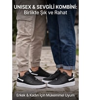 Aeterna Premium Unisex Sneaker - Dayanıklı Taban Rahat Siyah Beyaz Ayakkabı