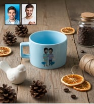 Kişiye Özel Karikatürlü Kankaya Erkek Kardeşe Abiye Hediye Lüks Pastel Fincan Doğum Günü Hediyesi