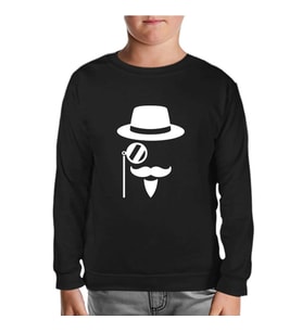 Silhouette of a Man with a Moustache and a Hat Siyah Çocuk Sweatshirt