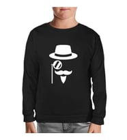 Silhouette of a Man with a Moustache and a Hat Siyah Çocuk Sweatshirt