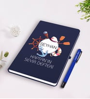 BK Gift Kişiye Özel İsimli Lacivert Seyir Defteri ve Kalem Seti-4