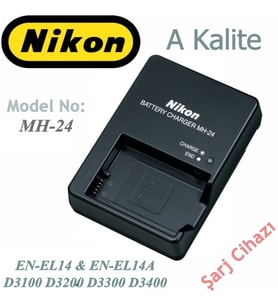 Nikon Mh-24 şarj cihazı C3100 D3200 D3300 D3400 DD5100 D5200 EN-EL14 EN-EL14A Batarya şarj Cihazı