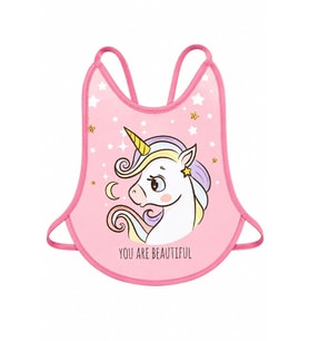Kız Bebek Pembe Unicorn Desenli Su Geçirmez Önlük
