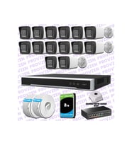 Provzen Hikvision 15 IP 4MP Hibrit ColorVu Güvenlik Kamerası Seti Olay Anında bildirim