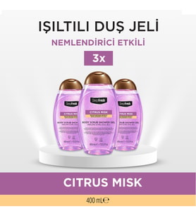 Deep Fresh Duş Jeli Scrub Pembe Kapaklı 3 x 400 ml