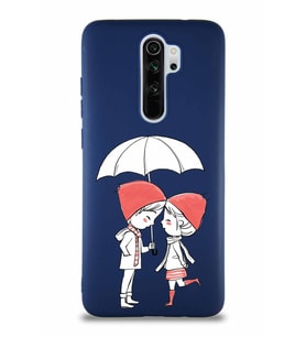 Xiaomi Redmi Note 8 Pro Soft Premier Kapak Aşk Tasarımlı Silikon Kılıf - Lacivert (Şeffaf)