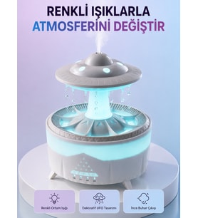 RGB Işıklı Yağmur Efektli Ha Nemlendirici 350 ML Sessiz Çalışma Uzaktan Kumanda