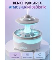 RGB Işıklı Yağmur Efektli Ha Nemlendirici 350 ML Sessiz Çalışma Uzaktan Kumanda