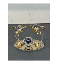 Dekoratif Kristal Cam Ikili Nazar Boncuklu Yunus Gold