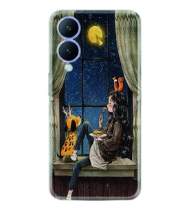 Vivo Y17S Kılıf Resimli Desenli Baskılı Silikon Dog And Girl 1358