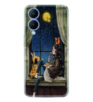 Vivo Y17S Kılıf Resimli Desenli Baskılı Silikon Dog And Girl 1358