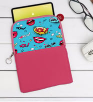BK Gift Pop Art Tasarımlı Taşınabilir Koruyucu Tablet Kılıfı & Organizer Çanta - Pembe-6