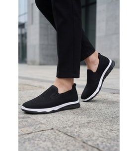 Ultra Hafif Nefes Alabilir Siyah Beyaz Slip-On Sneaker Günlük Rahat Erkek Spor Ayakkabı