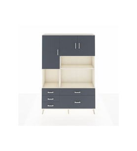 Arges Gardrop 8 Raflı 5 Çekmeceli 3 Kapaklı 132x30x195 Aytaşı-Antrasit