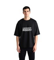 Alaycılık ve Espri Dili Baskılı Erkek Oversize Tişört
