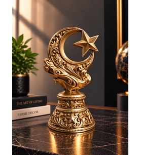 Ay Yıldız Biblo Dekoratif Masa Süsü Şık Ev Ofis Dekoru Gold Hediyelik Obje