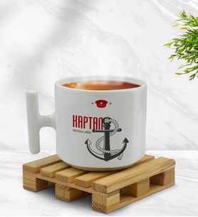 BK Gift Kişiye Özel Kaptan Tasarımlı T Kulplu Beyaz Middle Kupa Bardak-1