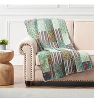 Greenland Home Jasmin Boho Tarzı Ters Çevrilebilir Örtü Yorganı, 127x152 cm, Yeşim Taşı