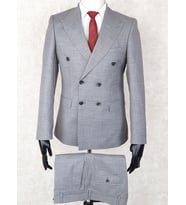 Jan Carlucci Kruvaze Slim Fit Sivri Yaka-Çift Yırtmaç Gri Drop 6 Takım Elbise