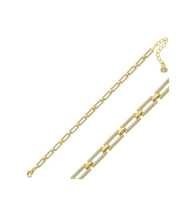 Gümüş Gold Kare Taşlı Kadın Bileklik CSR2184496