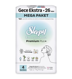 Bio Natural Premium Plus Mega Ekstra Gece Ped 26 Adet