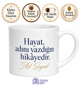 İsme Özel Sınırlı Seri Yazılı Kupa Bardak Hediye Özel Tasarım Porselen Mug