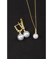 İNCİ KOLYE VE KÜPE SETİ 925 Ayar Gümüş Set