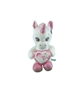 Peluş 60 cm Kalpli Boynuzlu At (Çok Renkli)
