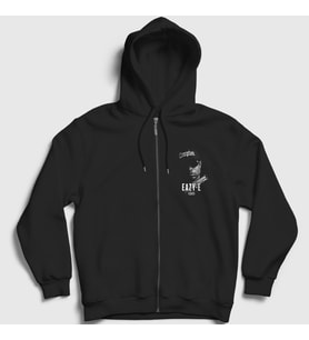 Presmono Unisex Siyah Straight Outta Compton Easy E Fermuarlı Kapüşonlu Sweatshirt 556028tt