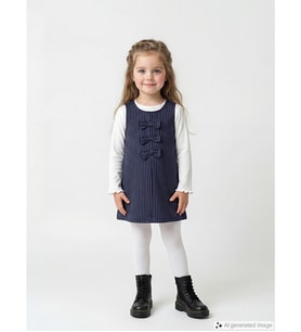 LCW Kids Lacivert Fiyonklu Kız Çocuk Elbise Ve Bluz