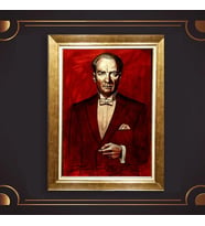 Altın Varaklı Çerçeveli Paspartulu Atatürk Tablo TR0583 (Gold)