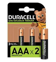 Duracell Şarjlı Pil Aaa Ince 750MAH Ni-Mh (2 Adet) Duracell