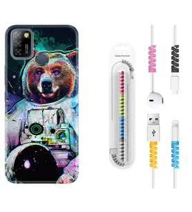 INFINIX Smart 4 5 6 Zero 8 S5 Pro Kılıf Kablo Koruma Spiral Silikon Astronot Panda 1755