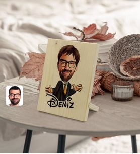 BK Gift Kişiye Özel İsimli Erkek Avukat Karikatürlü Dekoratif Ahşap Çerçeve Model 3