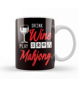 Drink Wine Play Mahjong Chinese Board Game Player Solitaire Kupa Bardak Porselen