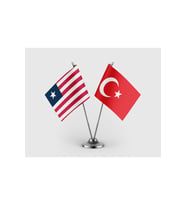 Liberya Bayrağı ve Türkiye Bayrağı İkili Saten Masa Bayrağı Takımı