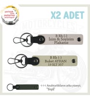 Hız Aşıkları İçin Özel İsim Plaka ve B Rh (-) Kan Grubu Yazılı Deri x2 Anahtarlık, Pudra-S Kahve-Ysl (Çok Renkli)