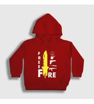 Presmono Unisex Çocuk Kırmızı Knife Free Fire Kapüşonlu Sweatshirt 232781tt (Kırmızı)
