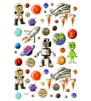 Sticker Kabartmalı A4 Boyutunda Stiker Defter, Planlayıcı Etiket-(lim508) - Astranot ve Uzaylı
