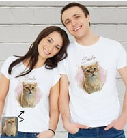 BK Gift Kişiye Özel Evcil Hayvan Tasarımlı Beyaz Tişört-2, Sevgiliye Hediye, Arkadaşa Hediye, Trend T-Shirt