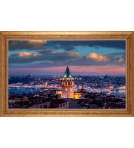 Çerçeveli Paspartulu Manzara Tablo bm0787 (Gold)