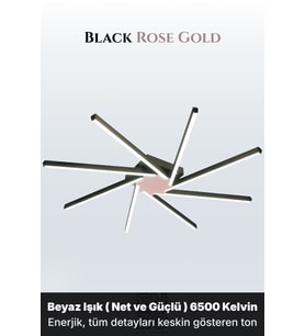 Zenit 8 Rose Gold LED Tavan Avize – Kumandalı Dim Edilebilir – Aşağı Işık