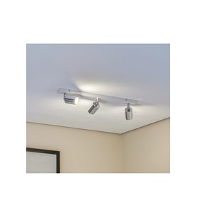 GU10 3lü Üçlü Beyaz Gövde Krom Başlıklı Hareketli Tasarruflu LED Tavan Spot Avize