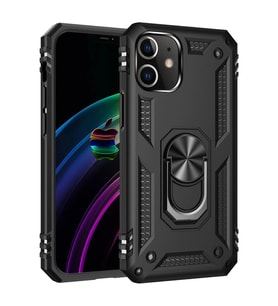 Durukar® iPhone 12 Mini Kılıf Sofya Yüzüklü Silikon Kapak - Siyah