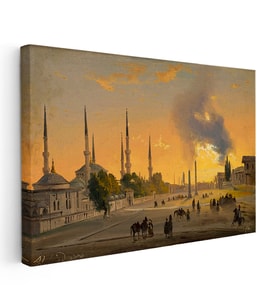 Kanvas Tablo İstanbul Tarihi Meydan Gün Batımı Silüeti Ev Ofis Duvar Dekoru
