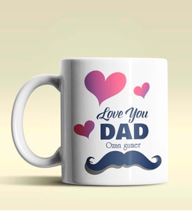 Kişiye Özel Love You Dad Tasarımlı Beyaz Kupa Bardak