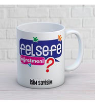 Kişiye Özel Felsefe Öğretmeni Baskılı Kupa, Eğlenceli Soru İşareti Tasarımlı İsimli Öğretmenler Günü Hediyesi